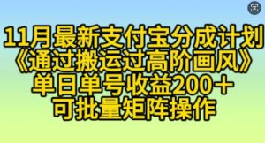 11月支付宝钱包分为方案“根据运送过高级风格”,新手实际操作单日运单号盈利200 ,可变大实际操作【揭密】-创业资源网