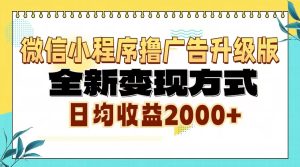 微信小程序撸广告6.0升级玩法,全新变现方式,日均收益2000+-创业资源网