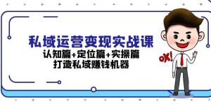 私域运营变现实战课：认知篇+定位篇+实操篇，打造私域赚钱机器-创业资源网