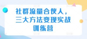 社群流量合伙人,三大方法变现实战训练营-创业资源网