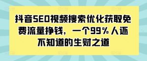 抖音SEO视频搜索优化获取免费流量挣钱,一个99%人还不知道的生财之道-创业资源网