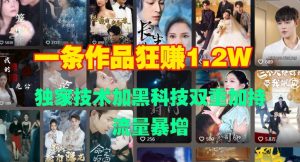 一条作品收益1.2w,独家技术加黑科技双重加持,流量暴增-创业资源网