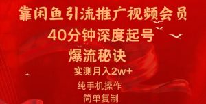 闲鱼引流营销推广视频会员，0成本费就可以操作，新手入门月入了W 【揭密】-创业资源网