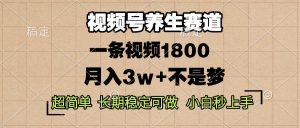 视频号养生赛道,一条视频1800,超简单,长期稳定可做,月入3w+不是梦-创业资源网