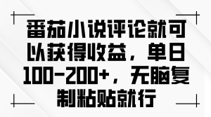 番茄小说评论就可以获得收益,单日100-200+,无脑复制粘贴就行-创业资源网
