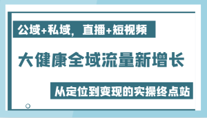 大健康产业全域流量新增长6.0，公域流量 公域，直播间 小视频，从查找到快速变现实际操作终点-创业资源网