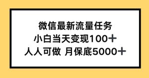 微信最新流量任务,小白当天变现100+,人人可做-创业资源网