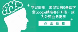 学完即用，带你实操0基础学会Google精准客户开发，成为外贸业务高手-创业资源网