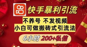 利用快手平台6小时不到200+私信，不发视频不养号-创业资源网