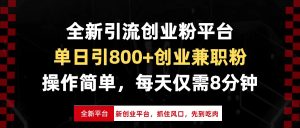 全新引流创业粉平台，单日引800+创业兼职粉，抓住风口先到吃肉，每天仅...-创业资源网