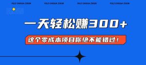 零成本入门！简单几步开启一天300+的赚钱之路！-创业资源网