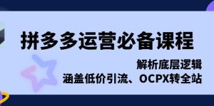 拼多多运营必备课程,解析底层逻辑,涵盖低价引流、OCPX转全站-创业资源网