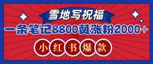 一条笔记8800+赞，涨粉2000+，火爆小红书雪地写祝福玩法-创业资源网