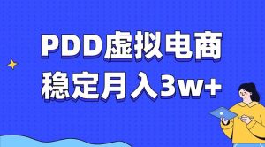 PDD虚拟电商教程，稳定月入3w+，最适合普通人的电商项目-创业资源网