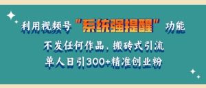 利用微信视频号系统提醒功能,引流精准创业粉,无需发布任何作品,单人单日引流300+创业粉-创业资源网