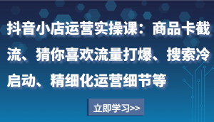 抖音小店运营实操课:商品卡截流、猜你喜欢流量打爆、搜索冷启动、精细化运营细节等-创业资源网