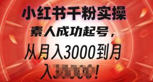 小红书千粉实操课,素人成功起号,从月入3000到月入过W-创业资源网