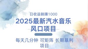 2025最新汽水音乐躺赚项目 每天几分钟 日入1000+-创业资源网