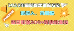 2025年最新独家引流方法,低投入高回报?当日引流300+精准创业粉-创业资源网