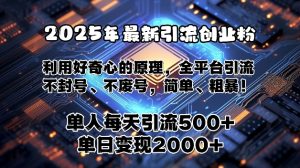 2025年最新引流创业粉,利用好奇心的原理,全平台引流,不封号、不废号,简单、粗暴-创业资源网