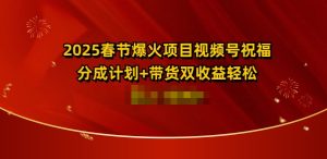 2025春节爆火项目视频号祝福,分成计划+带货双收益,轻松日入多张-创业资源网