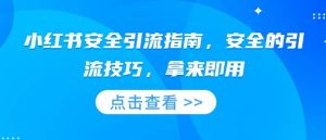 小红书安全引流指南,安全的引流技巧,拿来即用-创业资源网