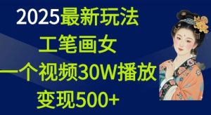 2025最新玩法，工笔画美女，一个视频30万播放变现500+-创业资源网