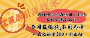 快手宝藏级引流技术,不用发视频,不用养号,纯纯搬砖操作,一天能引300 + 创业粉-创业资源网