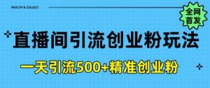 直播间引流自主创业粉,一天引流方法500 精确自主创业粉-创业资源网