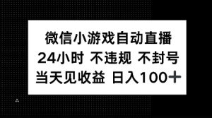 微信小游戏自动直播,24小时直播不违规 不封号,当天见收益 日入100+-创业资源网