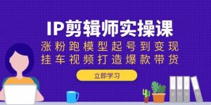 IP后期剪辑实操课:增粉跑实体模型养号到转现,挂车视频推出爆款卖货-创业资源网
