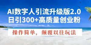 AI数字人引流升级版2.0,日引300+高质量创业粉,操作简单,颠覆以往玩法-创业资源网