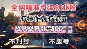 各大网站独家代理引流方法自主创业粉,有实际操作就会有总流量,单人单日引流方法500 ,防封号、不耗号-创业资源网