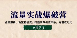 总流量实战演练工程爆破营:企业微信涨粉、宝盒引流方法,打造高效引流方法管理体系,月创收万余元-创业资源网