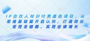 IP合作伙伴社交电商虚拟资源项目,从逻辑思维基础篇打开认知能力,连通商业化变现全链路营销,实现业绩提高-创业资源网