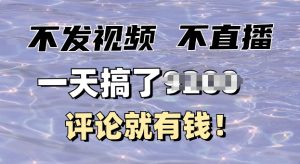 不发作品不直播,评论就有钱,一条最高10块,一天搞多张-创业资源网