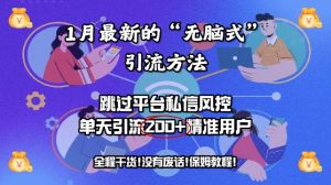 1月最新“没脑子式”推广方法，绕过服务平台私聊风险控制，单日引流方法200 精准客户-创业资源网