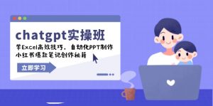 chatgpt实战演练班,学Excel高效率方法,自动化技术PPT制做,小红书爆款手记写作秘笈-创业资源网