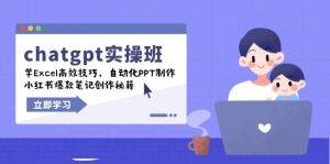 chatgpt实战演练班,学Excel高效率方法,自动化技术PPT制做,小红书爆款手记写作秘笈-创业资源网