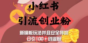 小红书引流自主创业粉,新模版游戏玩法而且安全性引流,日引100 自主创业粉-创业资源网