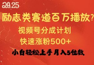 励志类跑道也可以上百万播放视频，快速吸粉500 视频号变现月入了W-创业资源网
