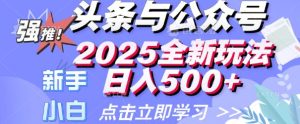 今日头条与微信公众号2025全新玩法日入好几张 新手初学者都能够快速上手 使用方便-创业资源网