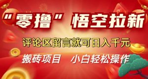 “零撸”悟空拉新玩法，评论区留言就可日入多张-创业资源网