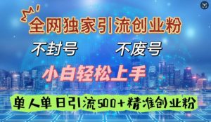 全网独家引流创业粉,不封号、不费号,小白轻松上手,单人单日引流500+精准创业粉-创业资源网