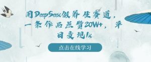 用DeepSeek做健康养生跑道,一条著作关注点赞20W ,单日转现1k-创业资源网