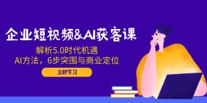企业短视频&AI拓客课:分析5.0发展机遇,AI方式,6步突出重围与商业定位-创业资源网