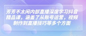 莹莹不没事做内部结构直播间深层学习抖音精品课程,涵盖了从抖音号运营,视频后期制作到直播技巧等各个方面-创业资源网