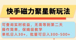 快手磁力新模式,可以查询即时盈利,单机版30 ,大批量可日入3到5张【揭密】-创业资源网