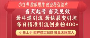 小红书的 妙用梯子逻辑思维 每日暴力行为引流方法400+精确自主创业粉 新手福利 实际效果打满...-创业资源网