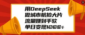 用DeepSeek做城市航拍大面积,总流量赚到手软,单日转现好几张-创业资源网
